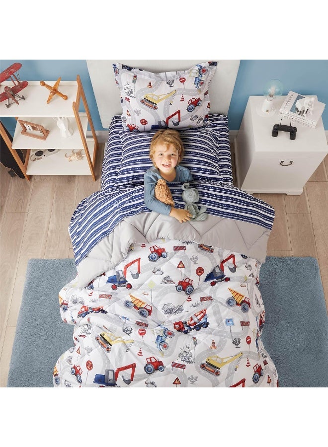 PPOLCA Kids Twin Bedding Comforter Set for Boys White - Image 3